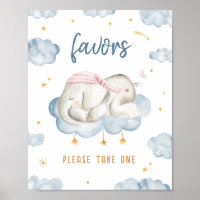 Baby Boy Shower Favors Poster Sign - Olifant