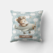 Baby Boy Shower Gift Idee Teddy Bear Piloot Kussen (Achterkant)