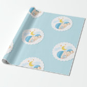 Baby Boy Shower Gift Wrap Cute Boy Blue Cadeaupapier (Uitgerold)