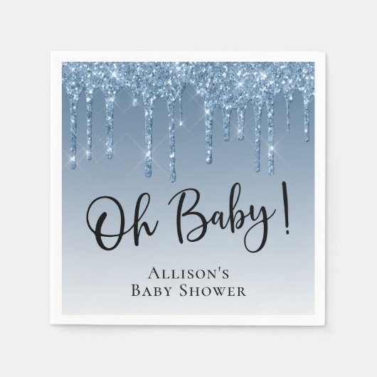 Baby Boy Shower Glitter Blue Specialized Servet (Voorkant)