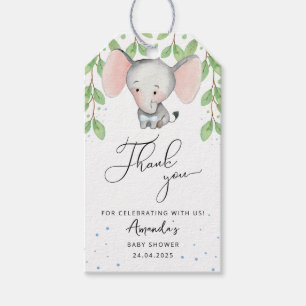 Baby Boy Shower Greenery Elephant Bedankt Cadeaulabel