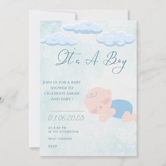 Baby boy Shower Invitation (Devant)