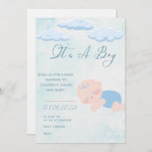 Baby boy Shower Invitation  (Devant / Derrière)