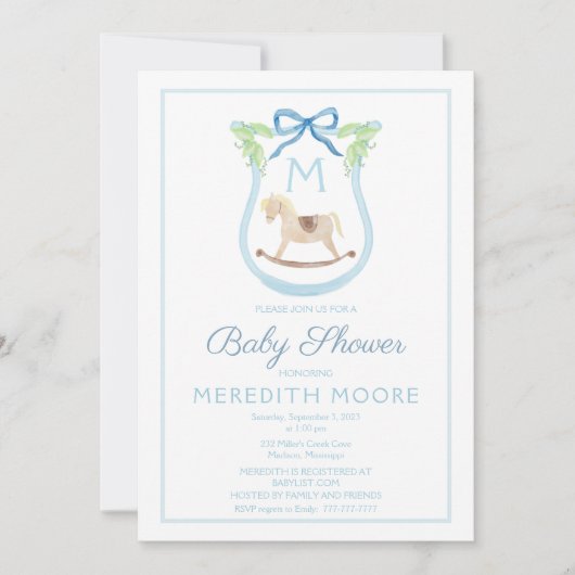 Baby Boy Shower Invitation avec Crest (Devant)