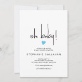 Baby Boy Shower Invitation Blue Heart Motif (Devant)