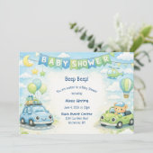 Baby Boy Shower Invitation Car Theme (Debout devant)