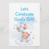 Baby Boy Shower Invite With Christian Bible Verse Kaart (Voorkant)