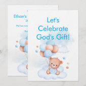 Baby Boy Shower Invite With Christian Bible Verse Kaart (Voorkant / Achterkant)