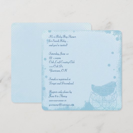 Baby Boy Shower Kaart (Voorkant / Achterkant)