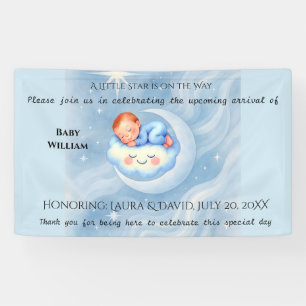 Baby Boy Shower Nodig Moonlight Stars Waterverf ui Spandoek