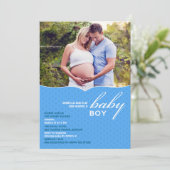 Baby Boy Shower Photo Flat Invitation (Debout devant)