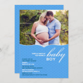 Baby Boy Shower Photo Flat Invitation (Devant / Derrière)