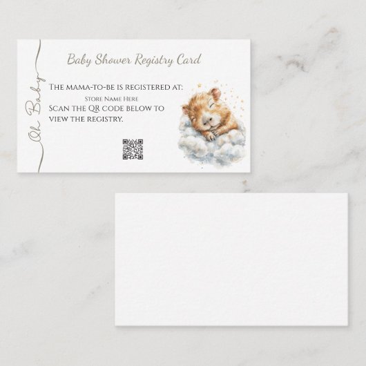 Baby Boy Shower • Registry Card • Capybara Visitekaartje (Voorkant / Achterkant)