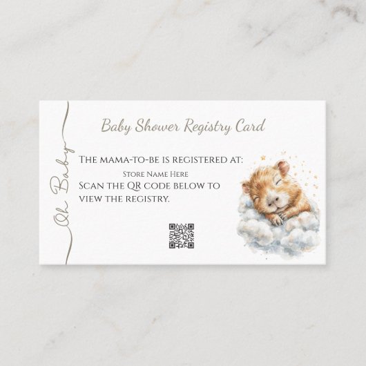 Baby Boy Shower • Registry Card • Capybara Visitekaartje (Voorkant)
