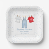 Baby Boy Shower Schattigee waslijn Sjabloon Papieren Bordje (Voorkant)