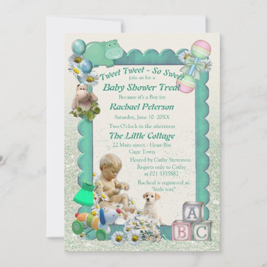 Baby Boy Shower Tweets Invitation (Devant)