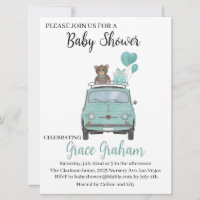 Baby Boy Shower-uitnodiging Fiat 500