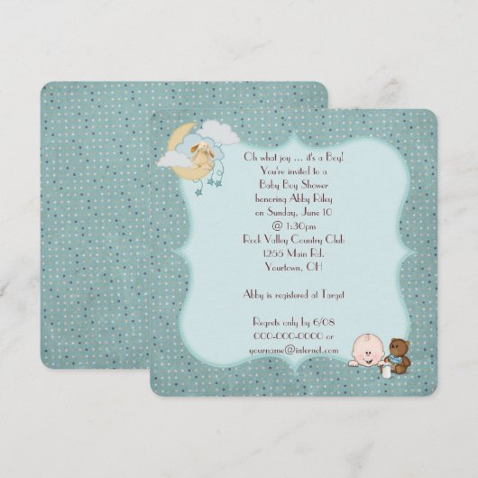 Baby Boy Shower-uitnodiging Kaart (Voorkant / Achterkant)