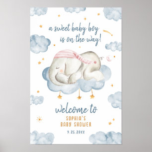 Baby Boy Shower Welkomstbord Poster - Olifant