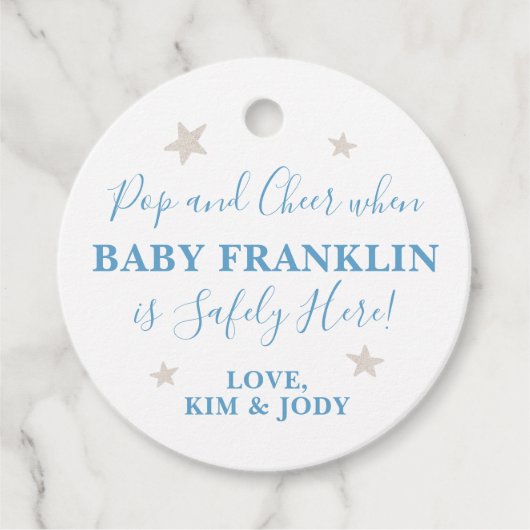 Baby Boy Silver sterft Pop het wanneer zij Pop Bedankjes Labels (Voorkant)