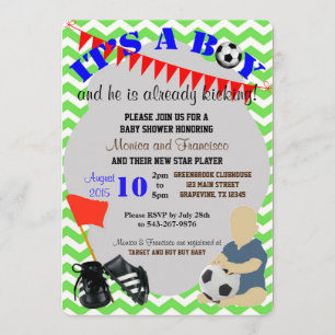 Baby Boy Soccer Baby shower Uitnodiging