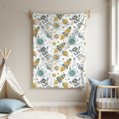 Baby Boy Space Blanket Planets & Rocket Design Fleece Deken