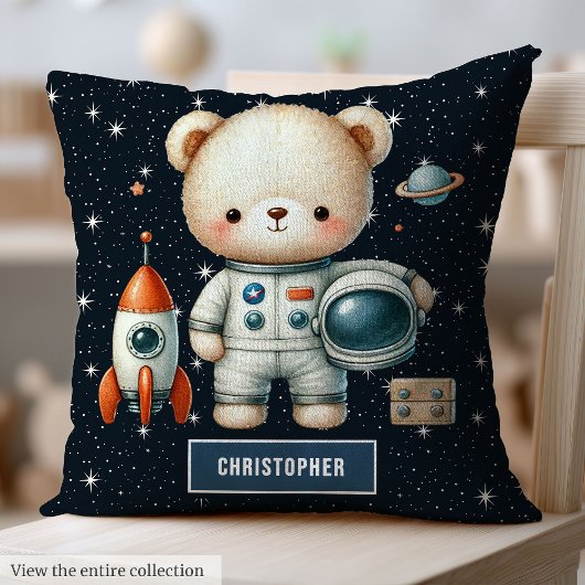 Baby Boy Space Coussin avec nom personnalisé Teddy