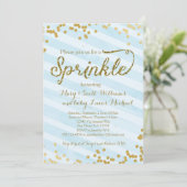 Baby Boy Sprinkle Douche Invitation or bleu (Debout devant)