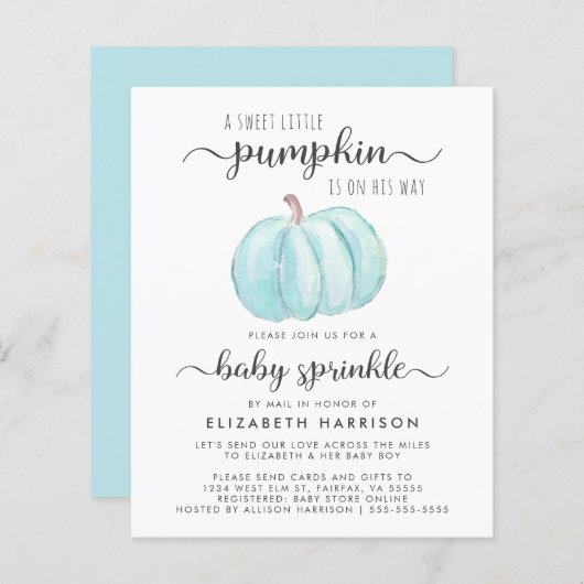 Baby Boy Sprinkle van Mail Blue Pumpkin (Voorkant / Achterkant)