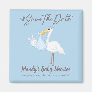 Baby Boy Stork Blue Shower Save the Date Magnet Magneet