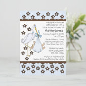 Baby Boy Stork Boy Baby Shower Invitations (Debout devant)