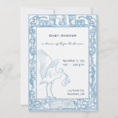 Baby Boy Stork & Owl Border Douche Faire-part (Devant)