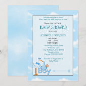 Baby Boy Stork Shower Invitations (Devant / Derrière)