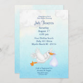 Baby Boy Stork Shower Invitations (Devant / Derrière)