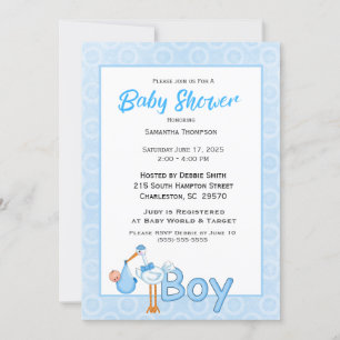 Baby Boy Stork Shower Kaart