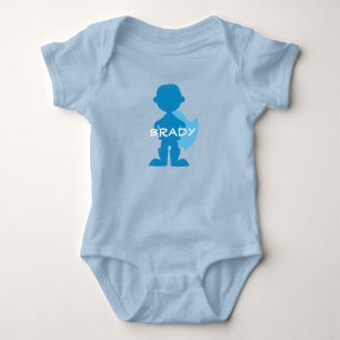 Baby Boy Superhero Blue Silhouette Gepersonaliseer Romper