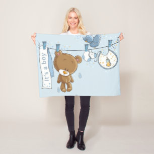 Baby Boy Teddy Bear Baby Blanket Fleece Deken