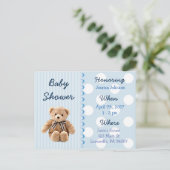 Baby Boy Teddy Bear Baby shower bleu Invitation (Debout devant)