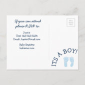 Baby Boy Teddy Bear Baby shower bleu Invitation (Dos)