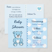 Baby Boy Teddy Bear Baby shower Invitation (Devant / Derrière)
