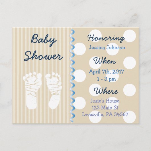 Baby Boy Teddy Bear Baby shower Invitation (Devant)