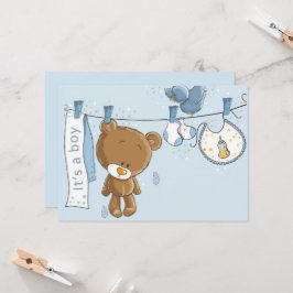 Baby Boy Teddy Bear Baby Sierkussen Kaart