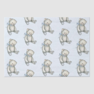 Baby Boy Teddy Bear Blue Waterverf Gift Tissuepapier