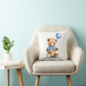 Baby Boy Teddy Bear With Blue Balloon Kussen (Stoel)