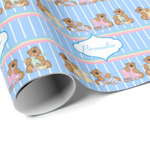 Baby Boy Teddy Bears Cadeaupapier