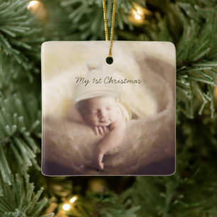 Baby Boy Tiny T-shirt Foto Ornament met Geboortest