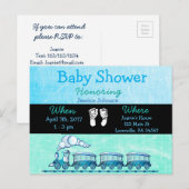 Baby Boy Train Blue Baby shower Invitation (Devant / Derrière)