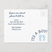 Baby Boy Train Blue Baby shower Invitation (Dos)