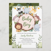 Baby Boy Tropical Jungle Safari Animals Shower Kaart (Voorkant / Achterkant)