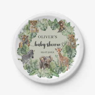 Baby Boy Tropical Oerwoud Safari Animals Shower Papieren Bordje